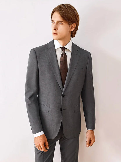 Eleganter Herrenanzug aus 70% Wolle in Tiefblau – Slim Fit, Doppelreihig, mit Weste und Hose – Perfekt für Hochzeiten und formelle Anlässe