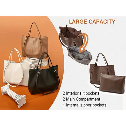 Damen Schultertasche Aus Splitleder Retro-Stil Großes Fassungsvermögen