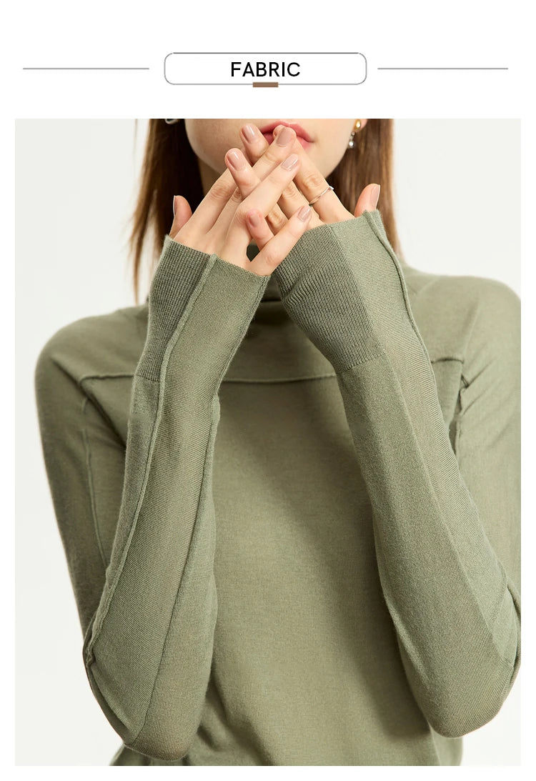 Damen-Kapuzenpullover Wolle Slim Stehkragen-Splicing Büro Herbst-Winter