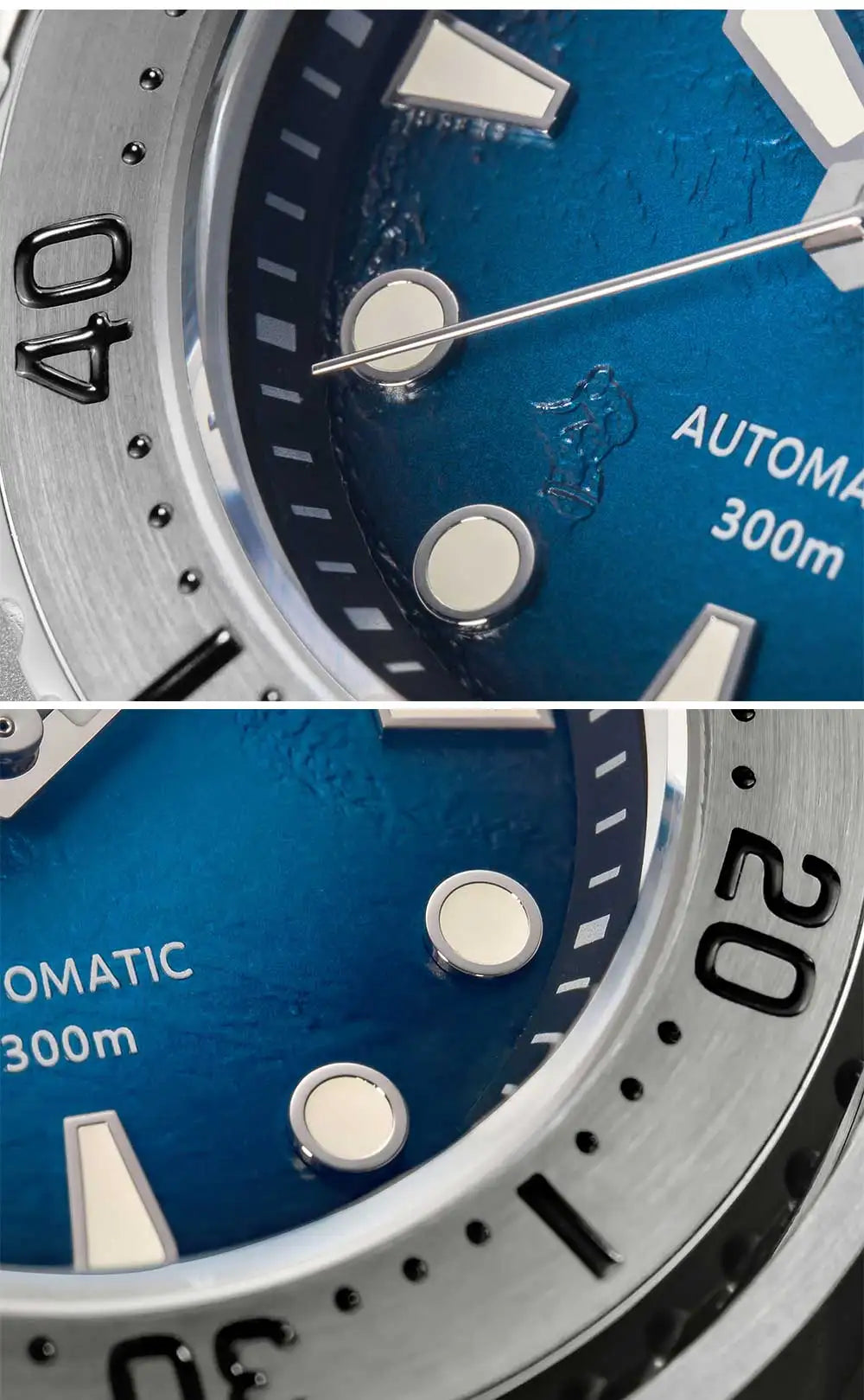 Herren-Profi-Taucheruhr mit Doppel-Saphirglas-Luenette und 300 m Wasserdichtigkeit