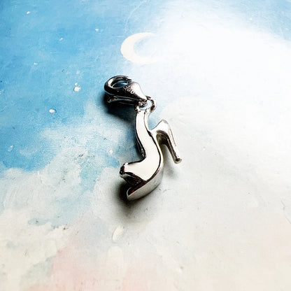 Damen-Charm weiße High Heels baumelnder Charm aus Sterlingsilber