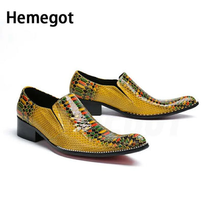 Mixed Colors Men's Leather Shoes Low Heel Casual British Leather Shoes Banquet Bar Men's Handmade Luxury Slip On Dress Shoes