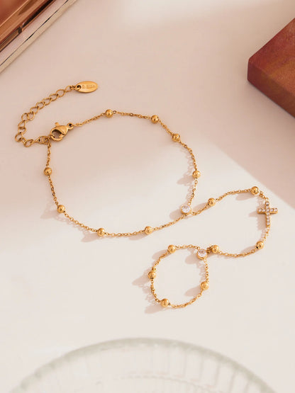 Damen-Charm-Armband mit 5A-Zirkonia aus Edelstahl