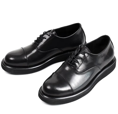 Herren-Schnürschuhe aus Leder in Schwarz/Kaffee – elegant & strapazierfähig
