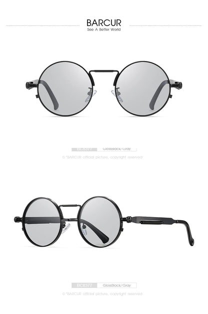 Sonnenbrille rund Steampunk Retro Vintage polarisiert UV400 Unisex B