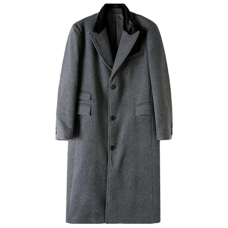 Herren Chesterfield Mantel aus reiner Wolle im einreihigen Business-Stil