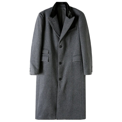 Herren Chesterfield Mantel aus reiner Wolle im einreihigen Business-Stil