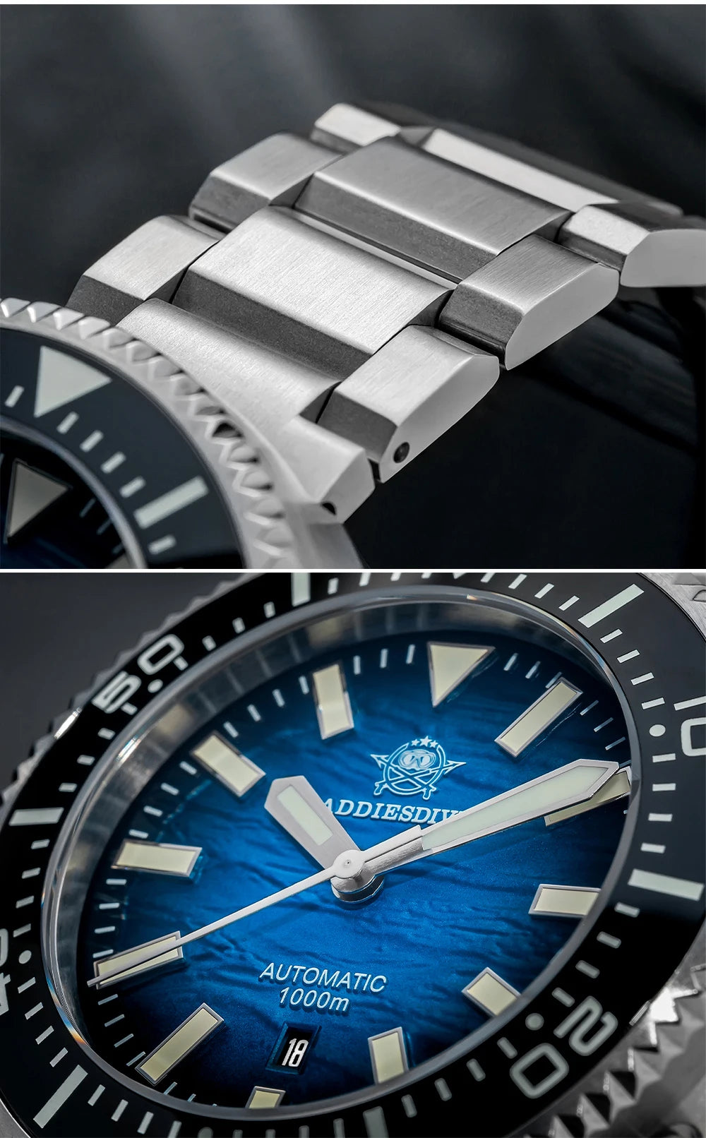 Herren Profi-Taucheruhr Automatik Saphirglas 3D-Zifferblatt 1000m Ultra Leuchtzeiger