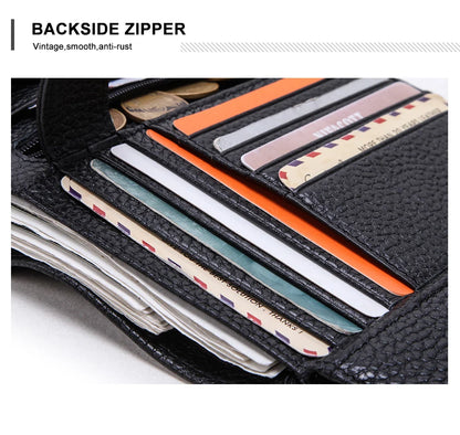 Herren Echtleder Geldbörse Vintage Trifold Kurzgeldbörse Kartenhalter Reisepass