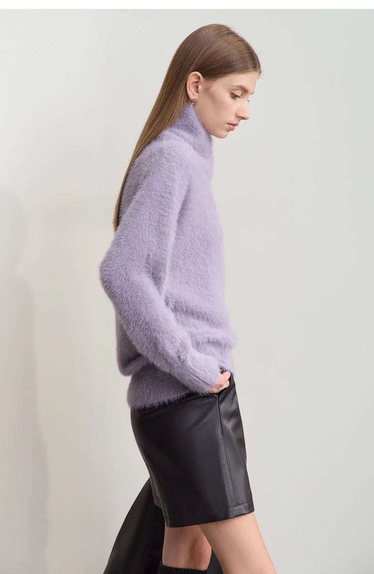 Damen-Rollkragenpullover locker Fledermausärmel Winter