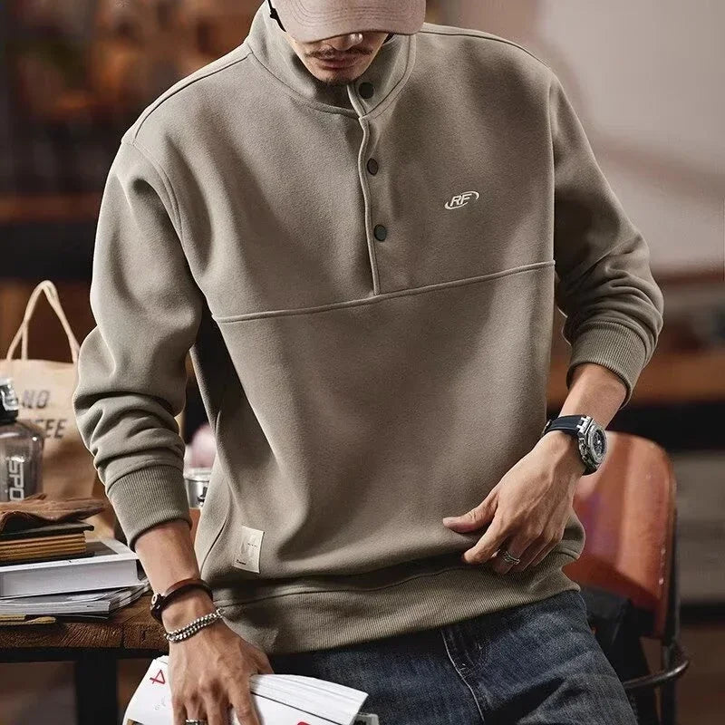 Frühling männer Brief Gedruckt Taste Sweatshirt Stehkragen Patchwork Pullover Hoodies 2025, Neue Casual Y2K Langarm Sudaderas