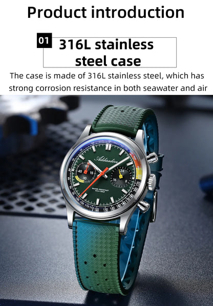 Herren-Chronograph mit VK64-Quarzwerk und Fluorkautschuk-Armband