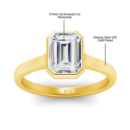 Damen-Ring aus Silber 925 mit Moissanit im Smaragd-Schliff 1 Karat Zertifikat inklusive Echtheitsprüfung