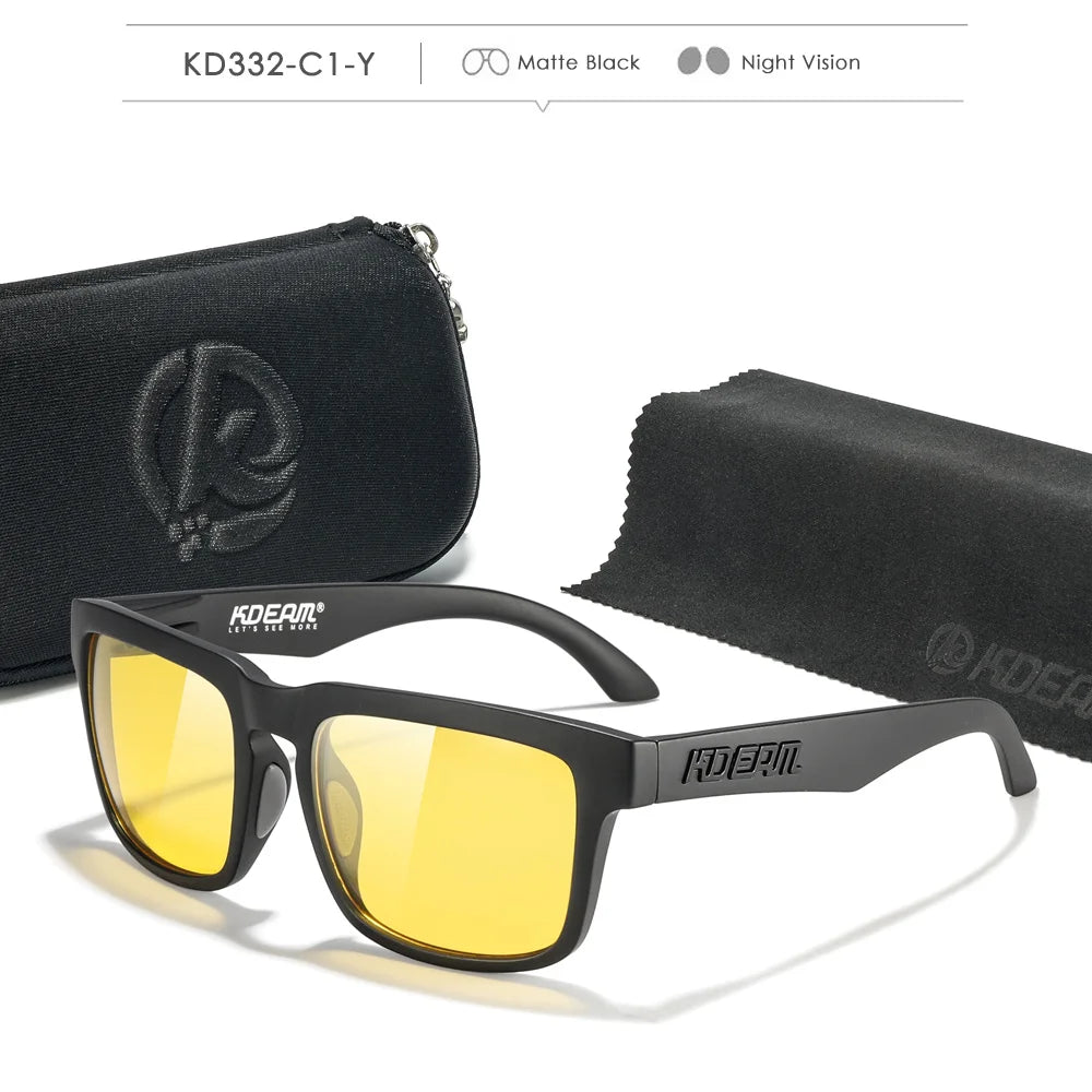 Sonnenbrille Fahren Nachtsicht polarisiert UV400 Reißverschlussetui Herren