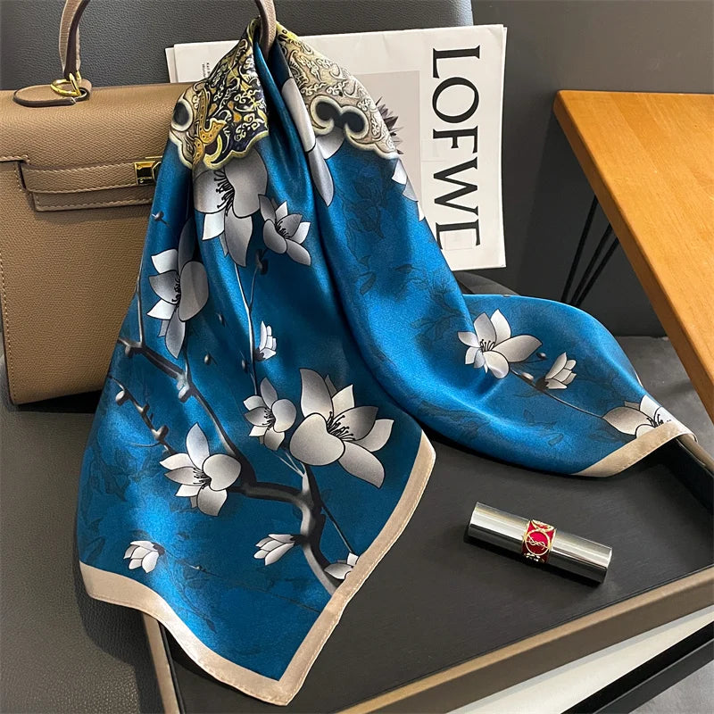 Damen Seidenschal quadratisch 70cm Halstuch Bandana Hijab Pashmina M