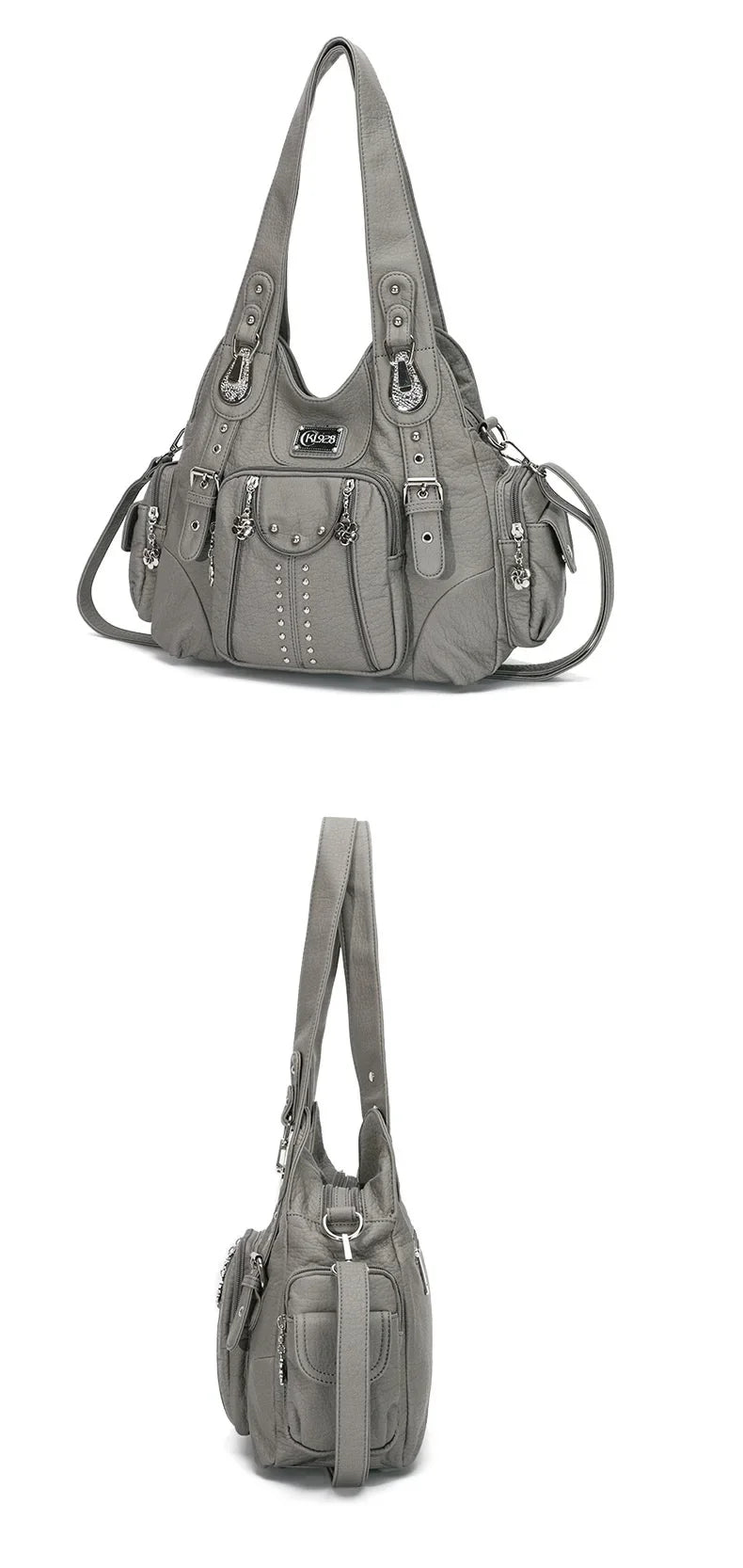 Damen-Schultertasche Vintage Schwarz Großes Fassungsvermögen Aus PU-Lederoptik Alltagsbegleiter