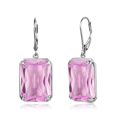 Damen-Ohrringe Silber 925 mit Mystic Regenbogen-Topas im rechteckigen Boho-Stil, Modeschmuck
