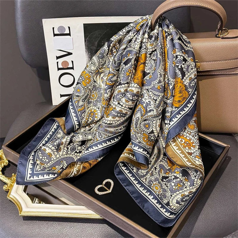 Damen Twill Seidenschal 65cm quadratisch Krawatte Halstuch doppelseitig Hijab Bandana B
