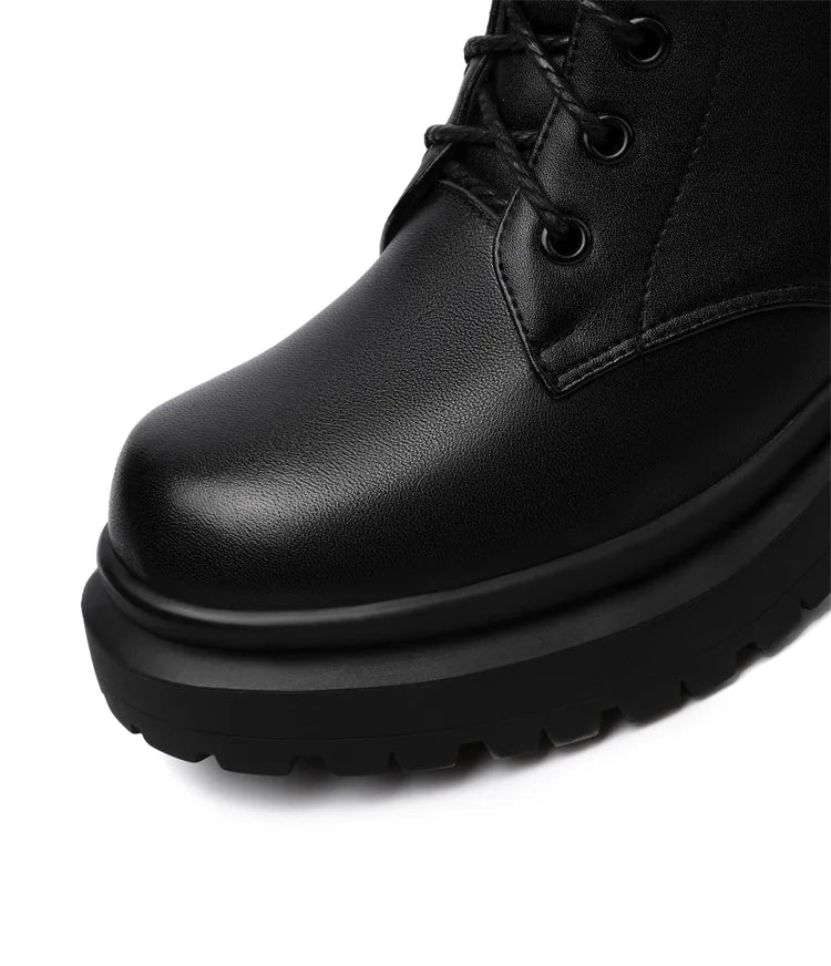 AIYUQI Women Boots Large Size Genuine Leather Thick Wool Warm Winter Biker Boots Women British Style Women Snow Boots