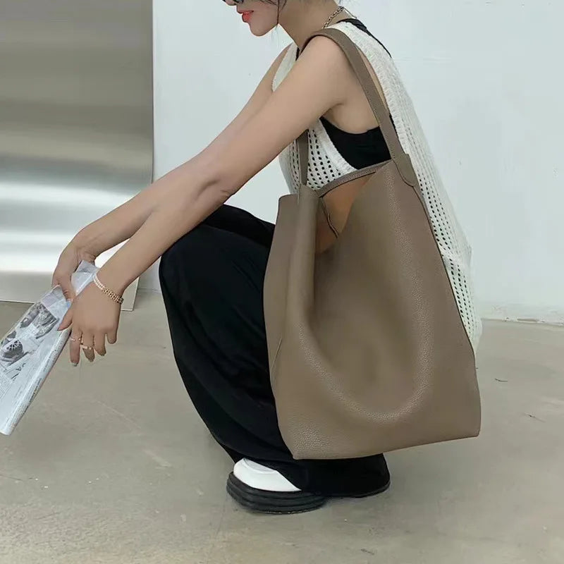 Top Layer Suede Bucket Tote | Große Tasche Aus Kuhleder