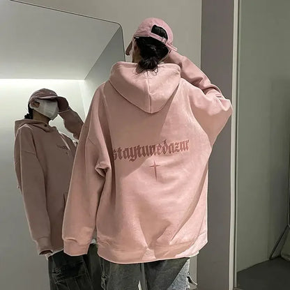 Lässiger Herren-Hoodie mit Rundhalsausschnitt und Vintage-Cartoon-Print – ideal für Herbst und Winter