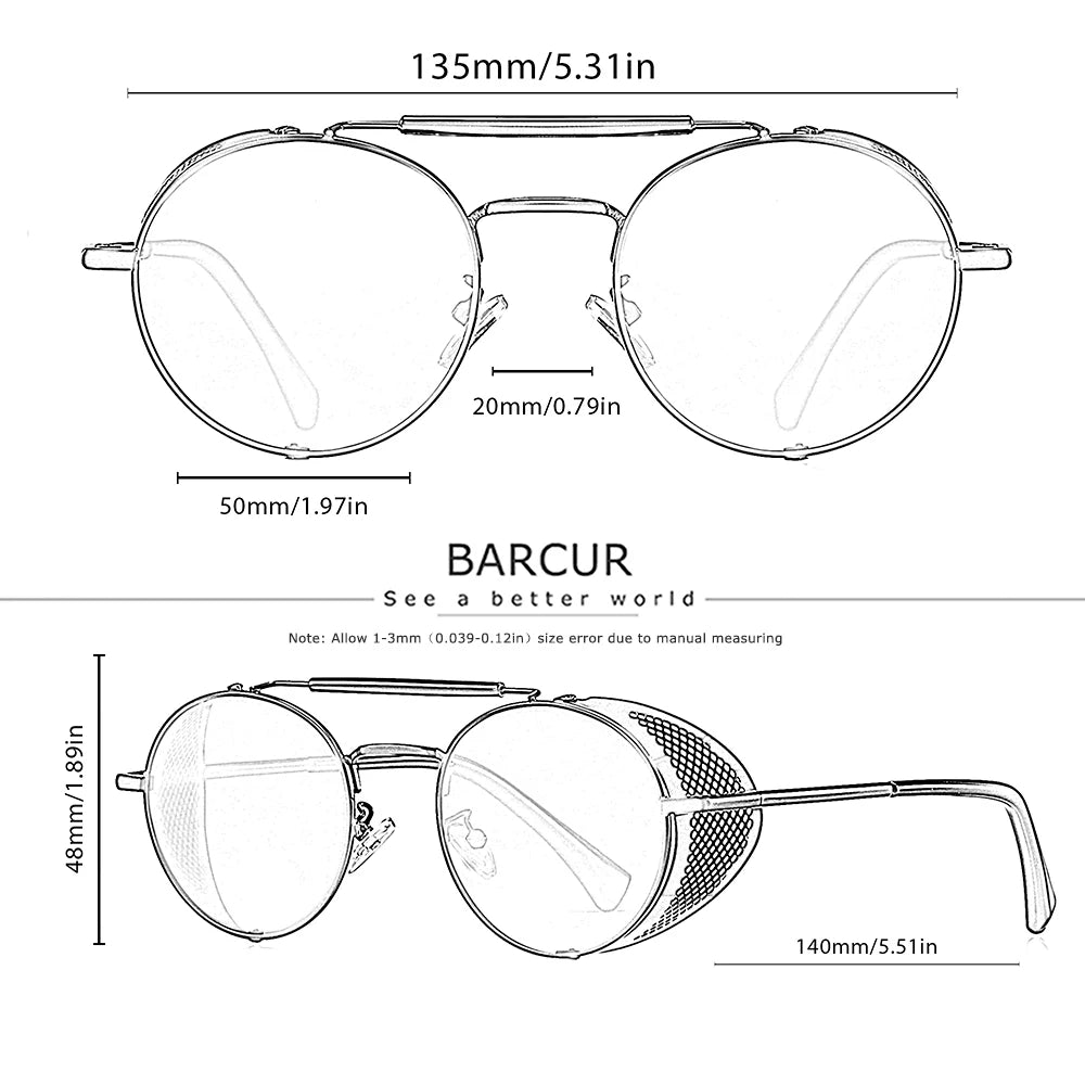 Sonnenbrille Steampunk rund Retro polarisiert Vintage Herren Damen B