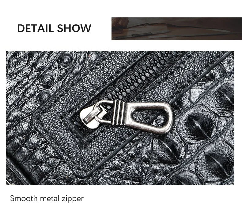 Herren-Umhängetasche aus Leder mit Kroko-Print, Große Crossbody-Tasche fürs Business
