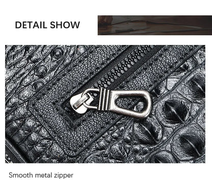 Herren-Umhängetasche aus Leder mit Kroko-Print, Große Crossbody-Tasche fürs Business