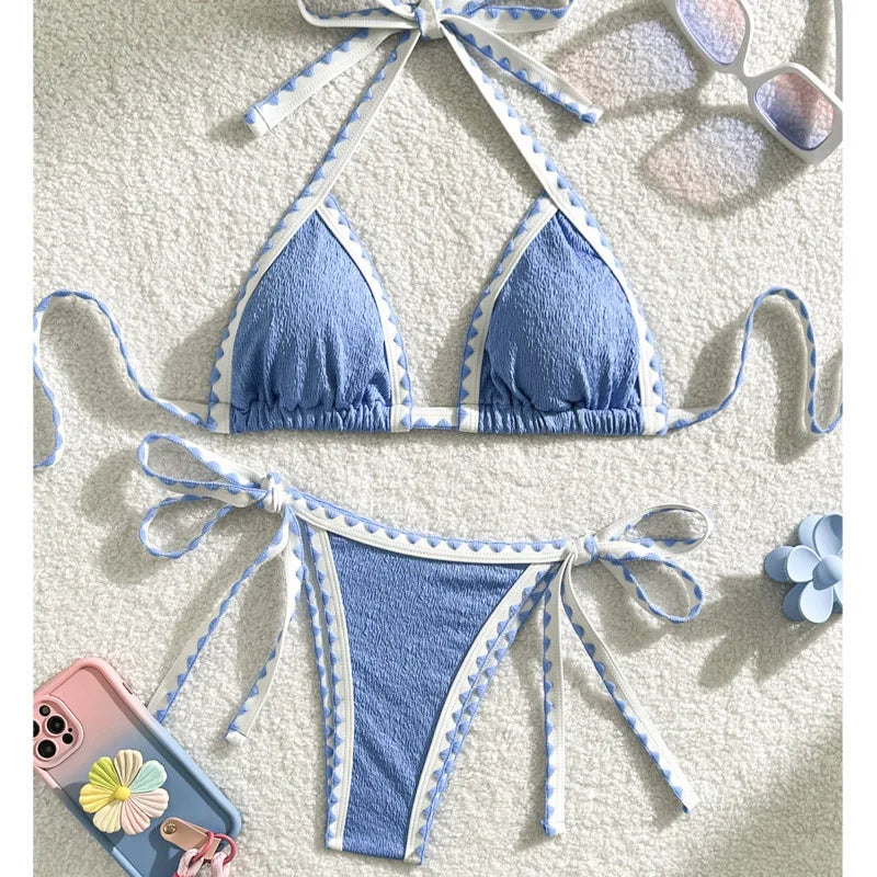 Verführerisches Damen-Bikini-Set in Unifarben – ideal für Strand und Pool