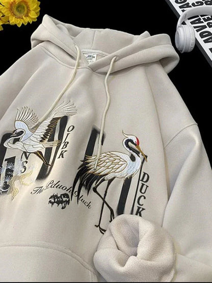 Herren Kapuzenpullover im chinesischen Stil mit Druck und Taschen