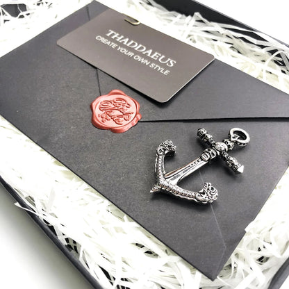 Damen-Charm-Anhänger Totenkopf Anker Punk Rebel aus Sterlingsilber