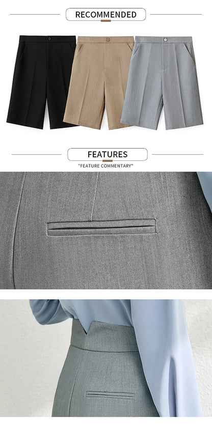 Damen Shorts im minimalistischen Stil mit hoher Taille und lässiger Passform