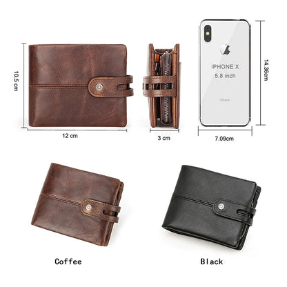 Herren Echtleder Geldbörse Bifold Vintage RFID Kartenhalter Geldclip Münzfach Reise