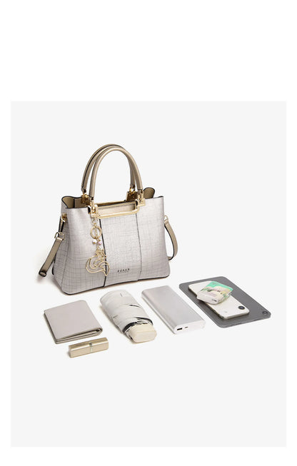 Damen Schultertasche aus Leder im Saffiano Luxusdesign Große Kapazität für Arbeit