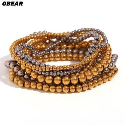 Damen-Perlenarmband mit Farbverlauf aus Edelstahl
