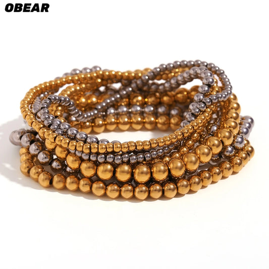Damen-Perlenarmband mit Farbverlauf aus Edelstahl