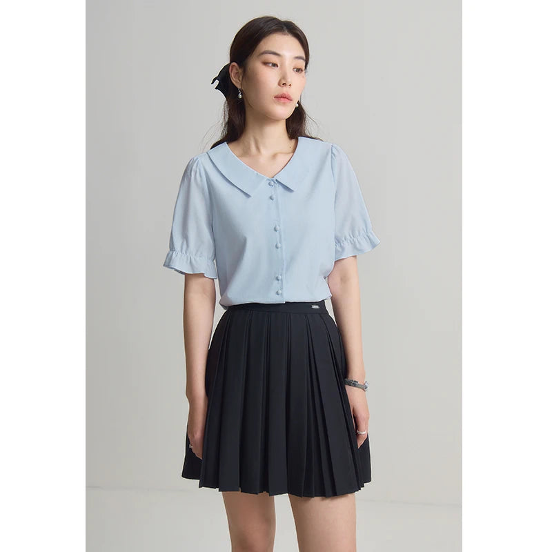 Französischer Stil Bluse mit Laternenärmeln und einzigartigem Design – Elegantes, figurbetontes Oberteil für Büro und Freizeit