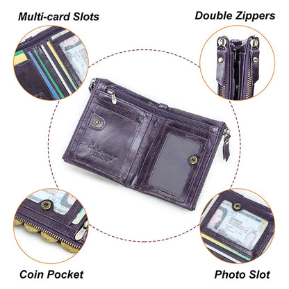 Damen Echtleder Geldbörse RFID Karten Fotohalter Reise Büro Alltag Geschenk