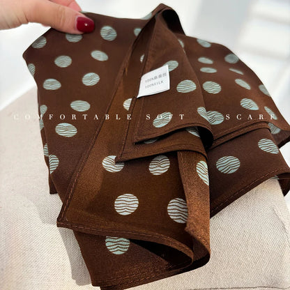 Damen Seidenschal gepunktet quadratisch Kopftuch Hijab Bandana Pashmina