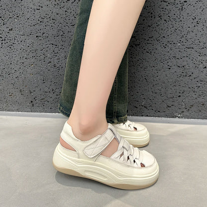 AIYUQI 2025, neue frauen turnschuhe schuhe Sommer dicken sohlen hohl frauen sandalen Große-größe casual schwein käfig weibliche schuhe