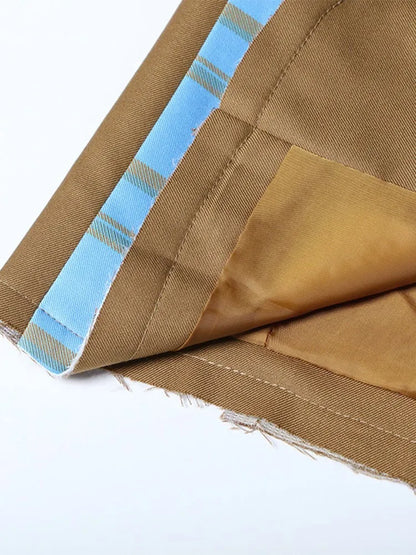 Patchwork-Blazer für Damen mit Knopfleiste und Notch-Kragen – Langarm-Design mit Hohlschnitt und Taschen