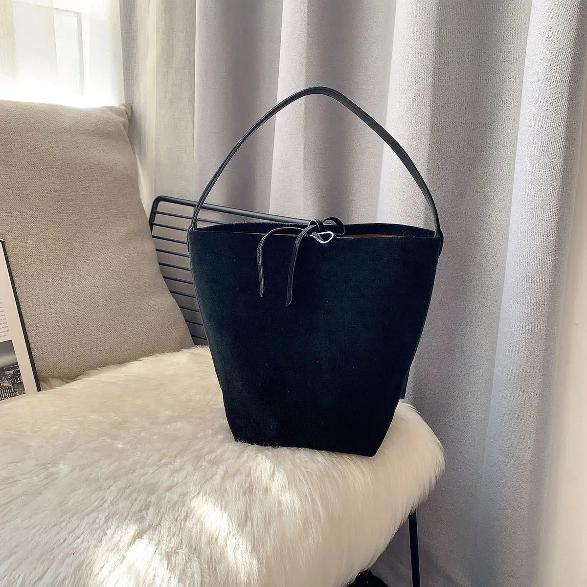 Top Layer Suede Bucket Tote | Große Tasche Aus Kuhleder