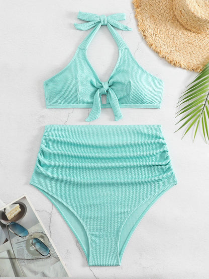 Schwarzer Sexy Tanga-Bikini für Damen in Unifarbe – Brasilianisches Badeanzug-Set für Strand und Pool