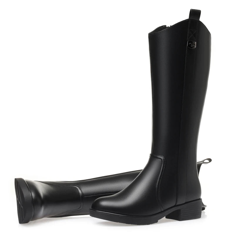 AIYUQI Women Boots Winter 2025 New Large Size Genuine Leather Women Long Boots Natural Wool Western Cowboy Boots Ladies