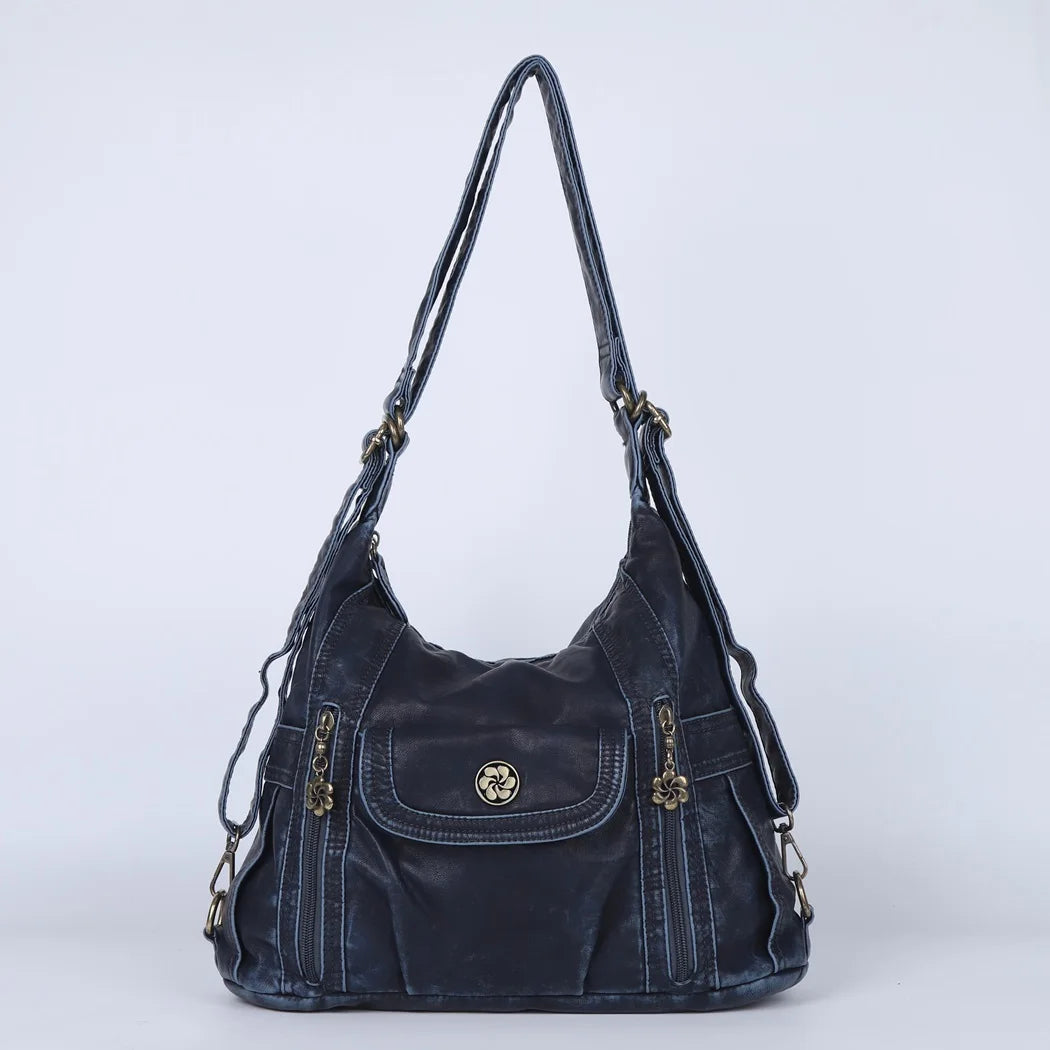 Damen-Schultertasche aus PU-Leder mit Mehrfachfächern, Handyfach und Geldbörse, Alltagstauglich