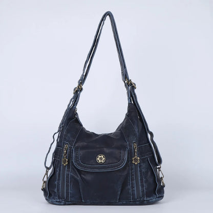 Damen-Schultertasche aus PU-Leder mit Mehrfachfächern, Handyfach und Geldbörse, Alltagstauglich