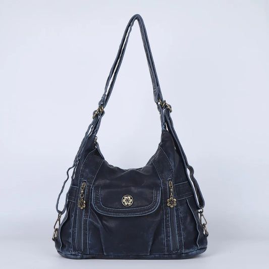 Damen-Schultertasche aus PU-Leder mit Mehrfachfächern, Handyfach und Geldbörse, Alltagstauglich