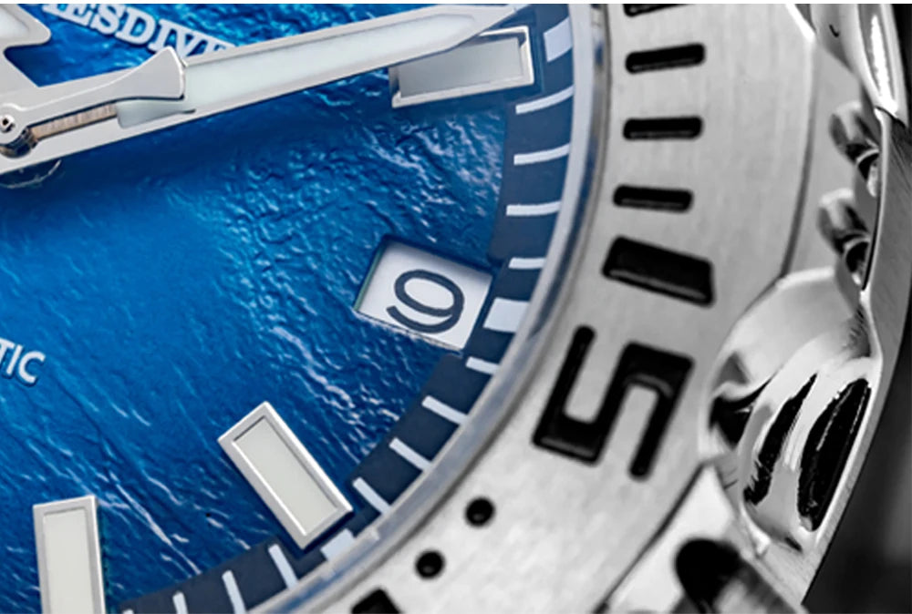 Herren-Taucheruhr mit Surf-Blue-Zifferblatt und NH35-Automatikwerk
