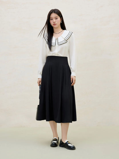 Feminine Damenbluse mit Kragen und gewelltem Detail – schmeichelhaftes Shirt für Büro und Freizeit