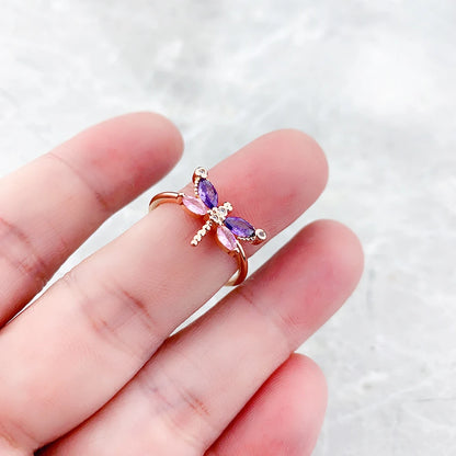 Damen-Ring Libelle Roségold trendig aus Sterlingsilber